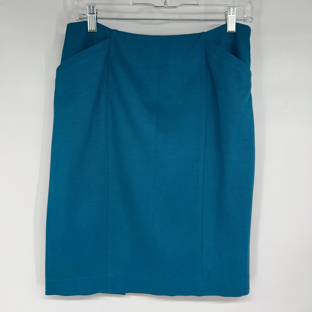 Cabi Sigourney Pencil Skirt Women's Sze 6 Pacific Blue Vented Stretch Style 3220 - Picture 2 of 7